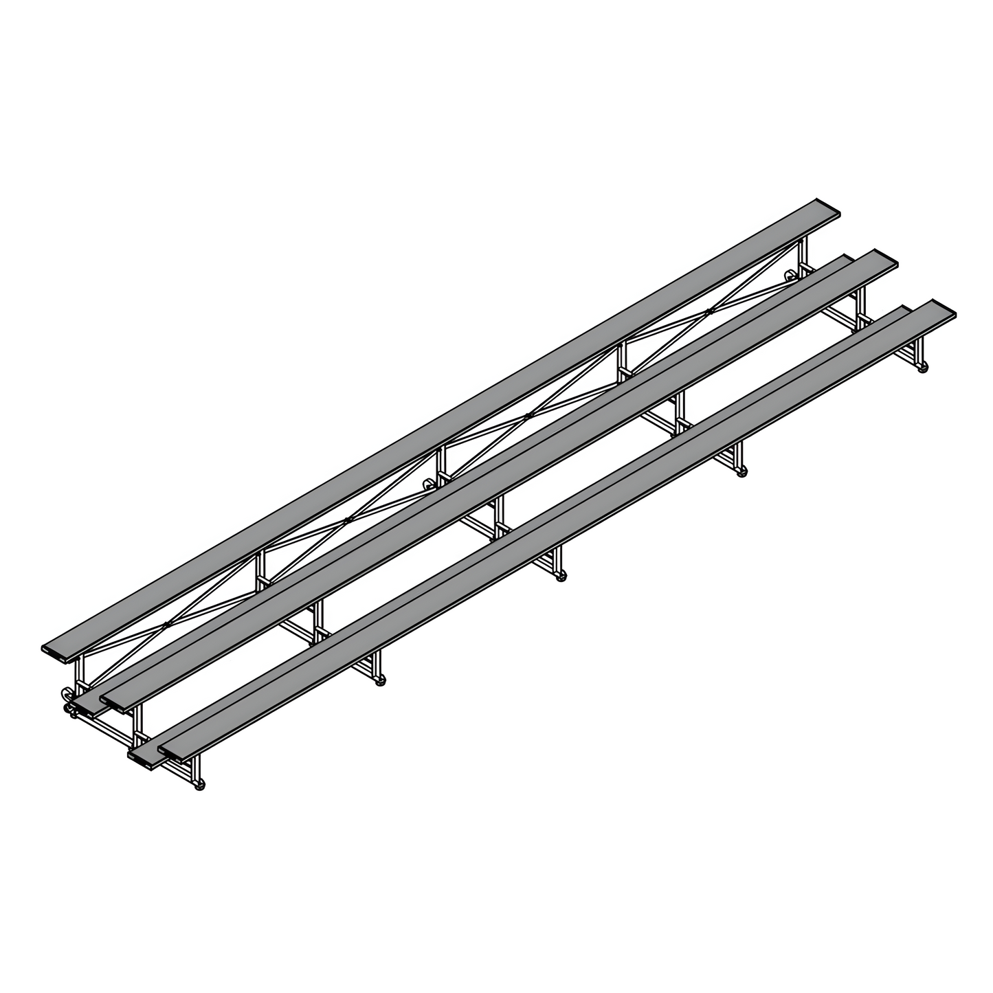 Jaypro Indoor Bleacher – 27' | 3 Row Tip & Roll Bleacher with Powder-Coated Frame (BLCH-327TRGPC)