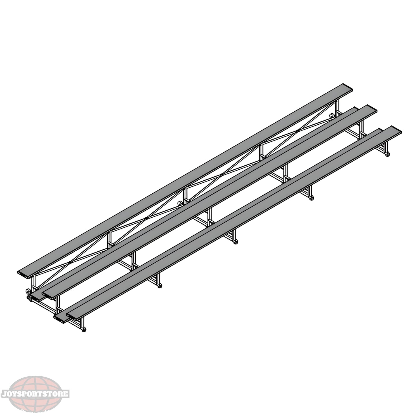 Jaypro Indoor Bleacher – 27' | 3 Row Tip & Roll Bleacher with Powder-Coated Frame (BLCH-327TRGPC) - JoySportStore