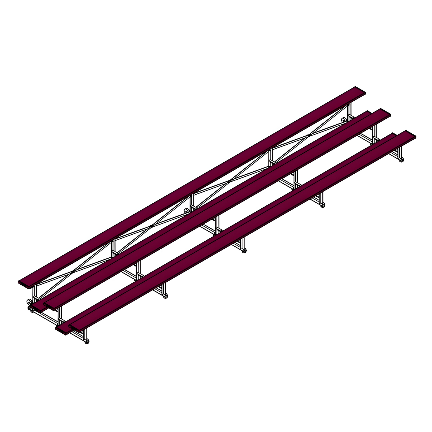 Jaypro Indoor Bleacher – 27' | 3 Row Tip & Roll Bleacher with Powder-Coated Frame (BLCH-327TRGPC)