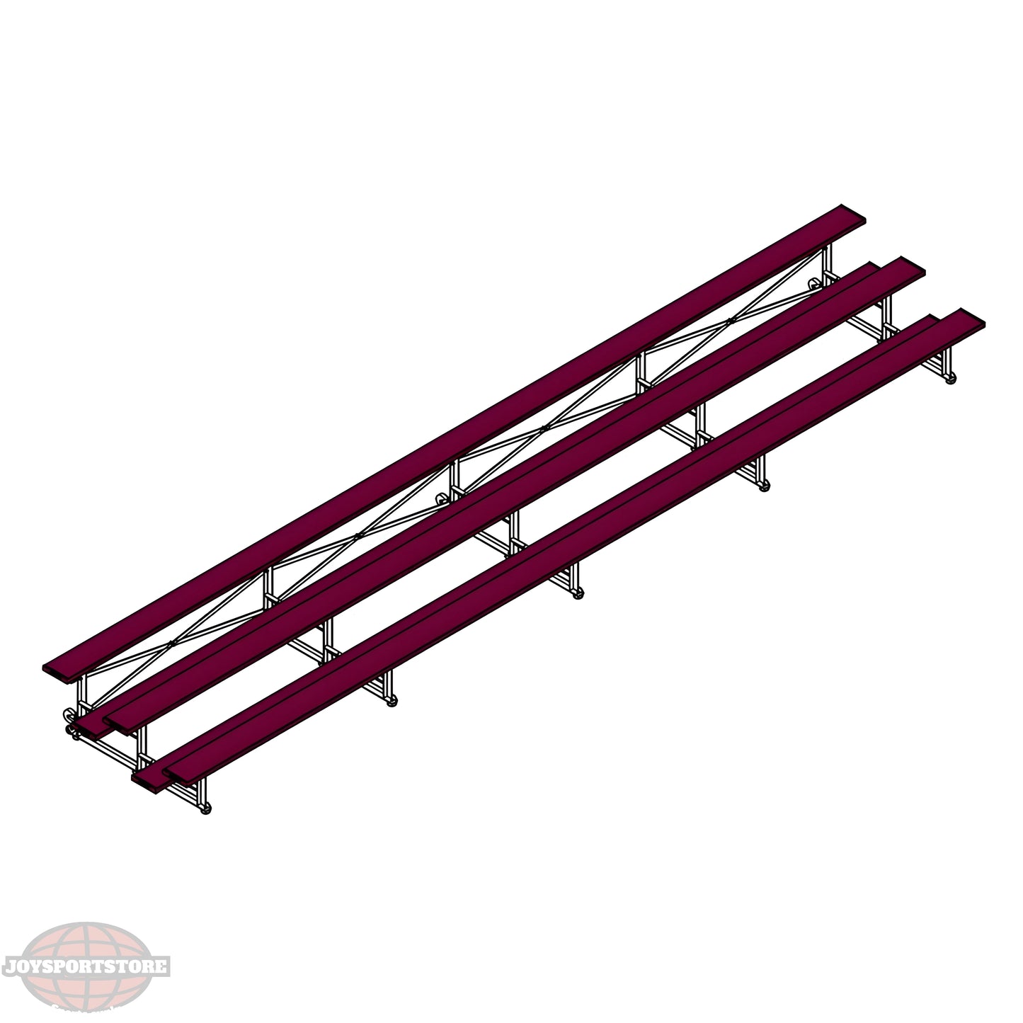 Jaypro Indoor Bleacher – 27' | 3 Row Tip & Roll Bleacher with Powder-Coated Frame (BLCH-327TRGPC) - JoySportStore