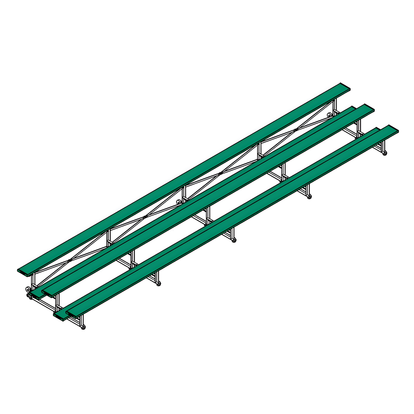 Jaypro Indoor Bleacher – 27' | 3 Row Tip & Roll Bleacher with Powder-Coated Frame (BLCH-327TRGPC)
