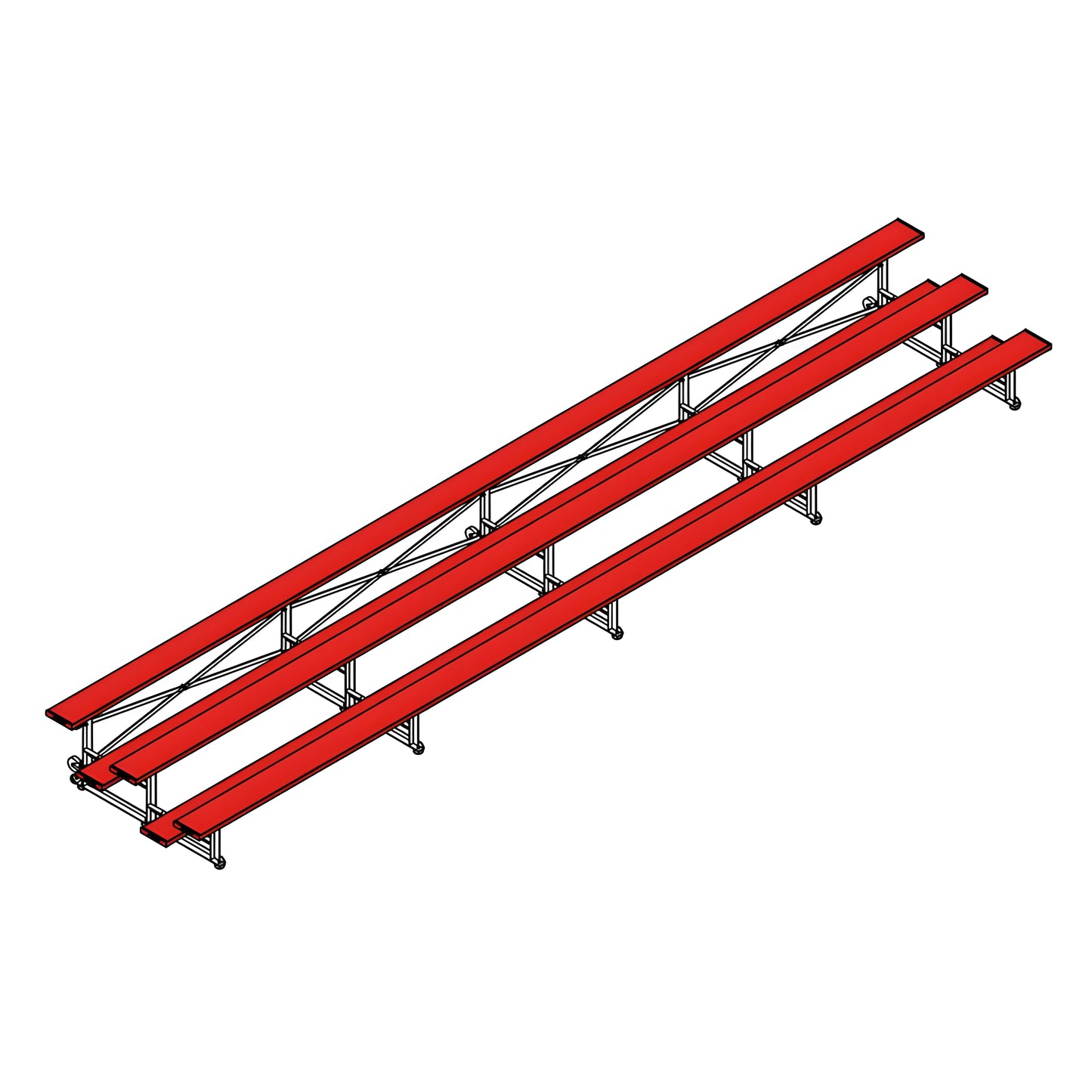 Jaypro Indoor Bleacher – 27' | 3 Row Tip & Roll Bleacher with Powder-Coated Frame (BLCH-327TRGPC) - JoySportStore