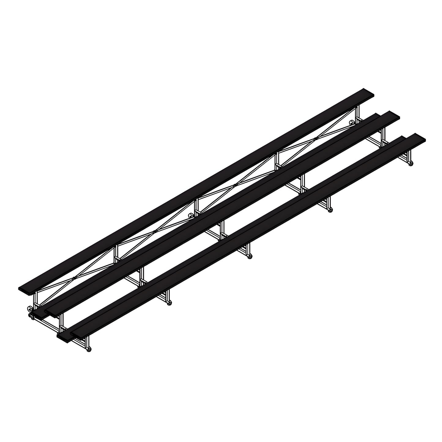 Jaypro Indoor Bleacher – 27' | 3 Row Tip & Roll Bleacher with Powder-Coated Frame (BLCH-327TRGPC)
