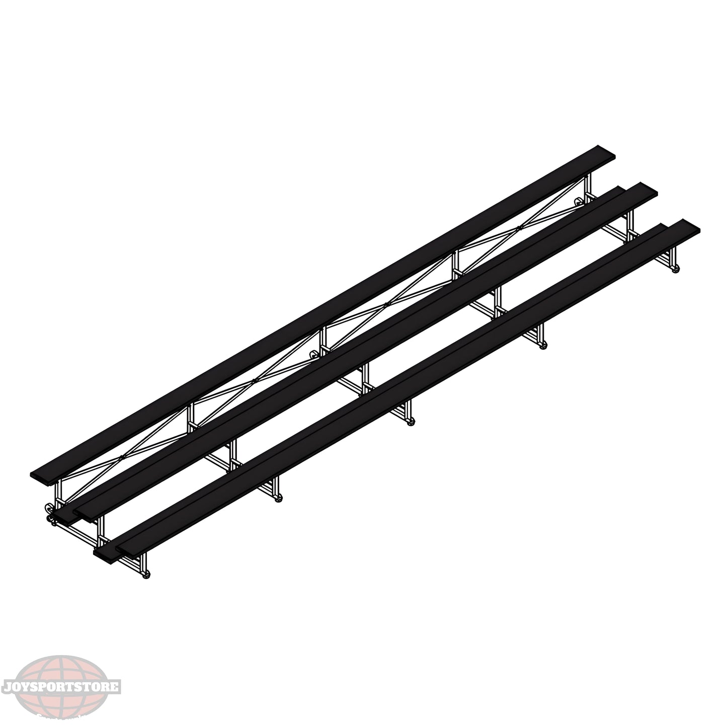 Jaypro Indoor Bleacher – 27' | 3 Row Tip & Roll Bleacher with Powder-Coated Frame (BLCH-327TRGPC) - JoySportStore