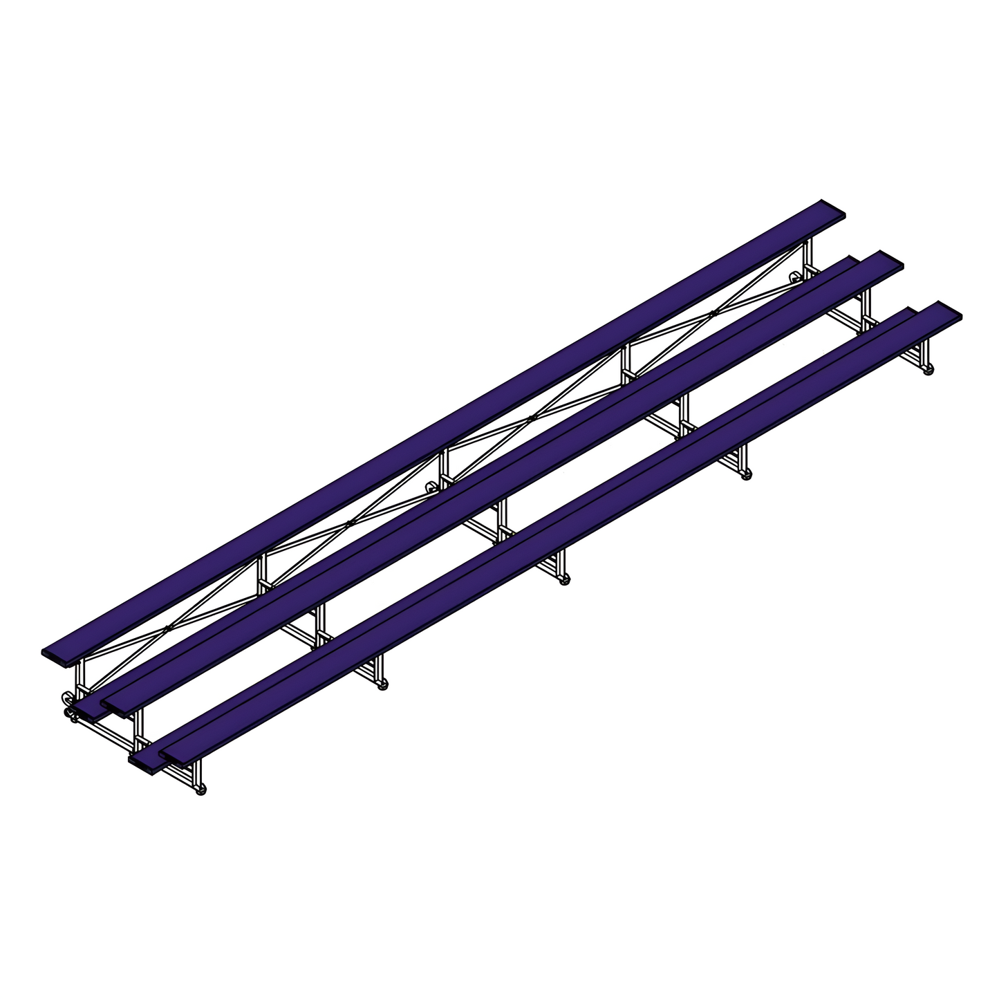 Jaypro Indoor Bleacher – 27' | 3 Row Tip & Roll Bleacher with Powder-Coated Frame (BLCH-327TRGPC)