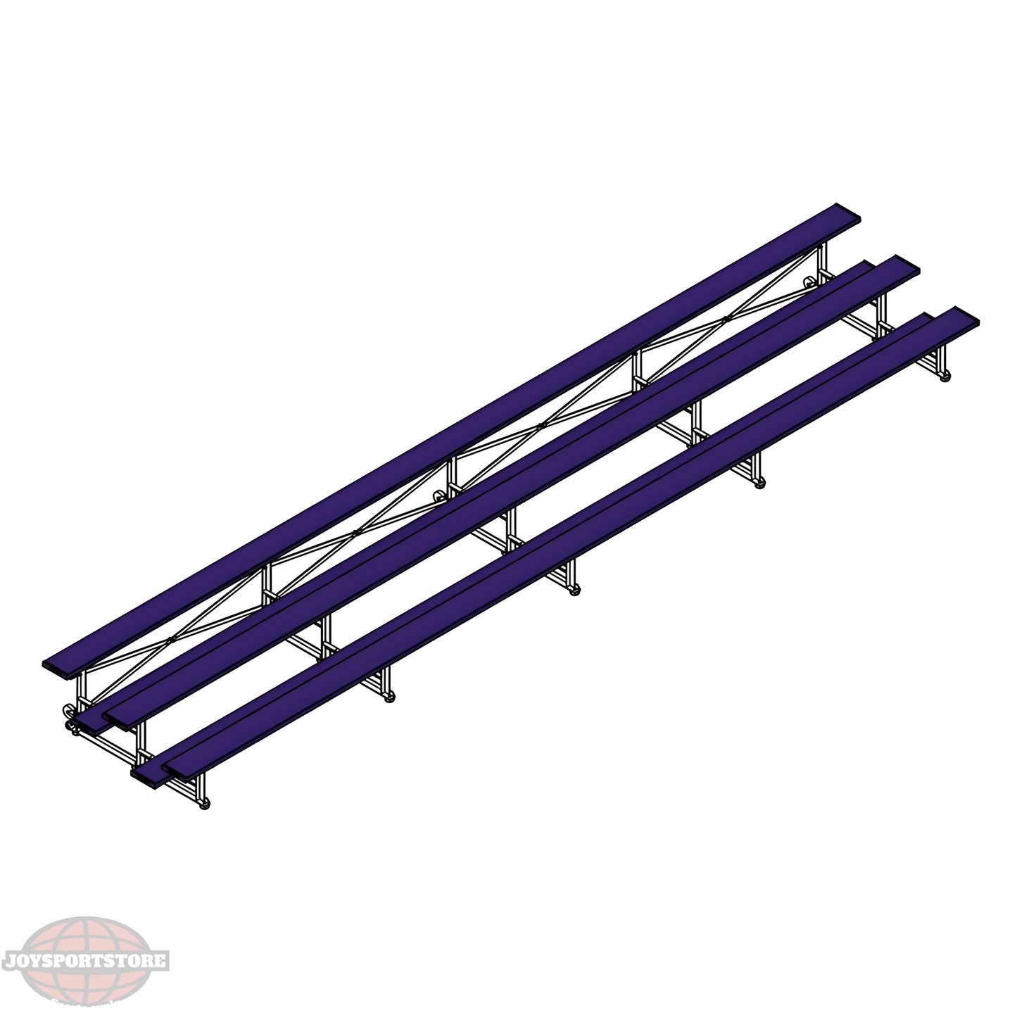 Jaypro Indoor Bleacher – 27' | 3 Row Tip & Roll Bleacher with Powder-Coated Frame (BLCH-327TRGPC) - JoySportStore