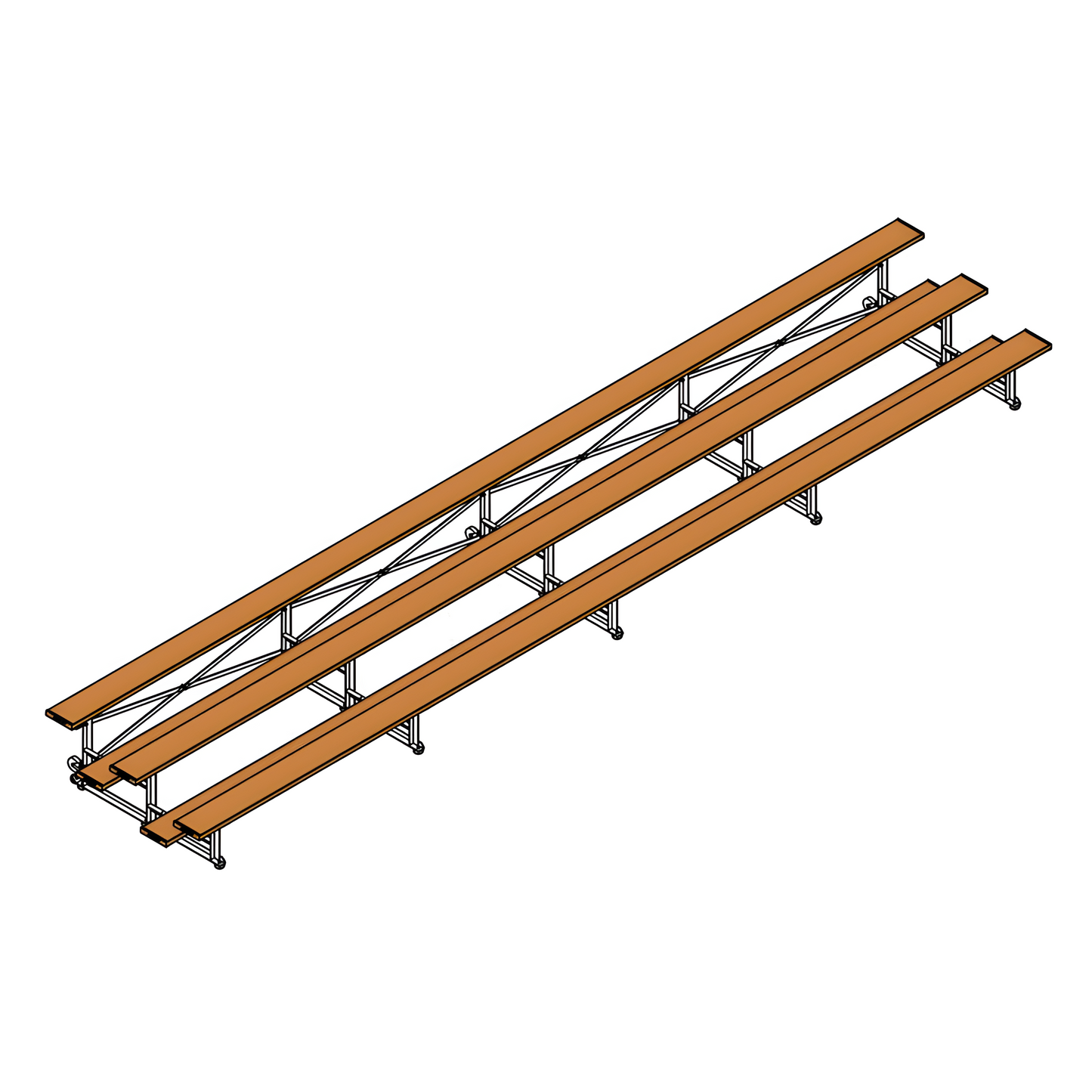 Jaypro Indoor Bleacher – 27' | 3 Row Tip & Roll Bleacher with Powder-Coated Frame (BLCH-327TRGPC)