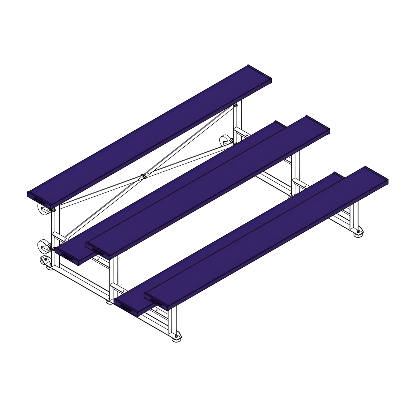 Jaypro Sports Bleacher - 3 Row - Tip & Roll, Single Foot Plank, Powder Coated - 7.5' L (BLCH-375TRGPC)