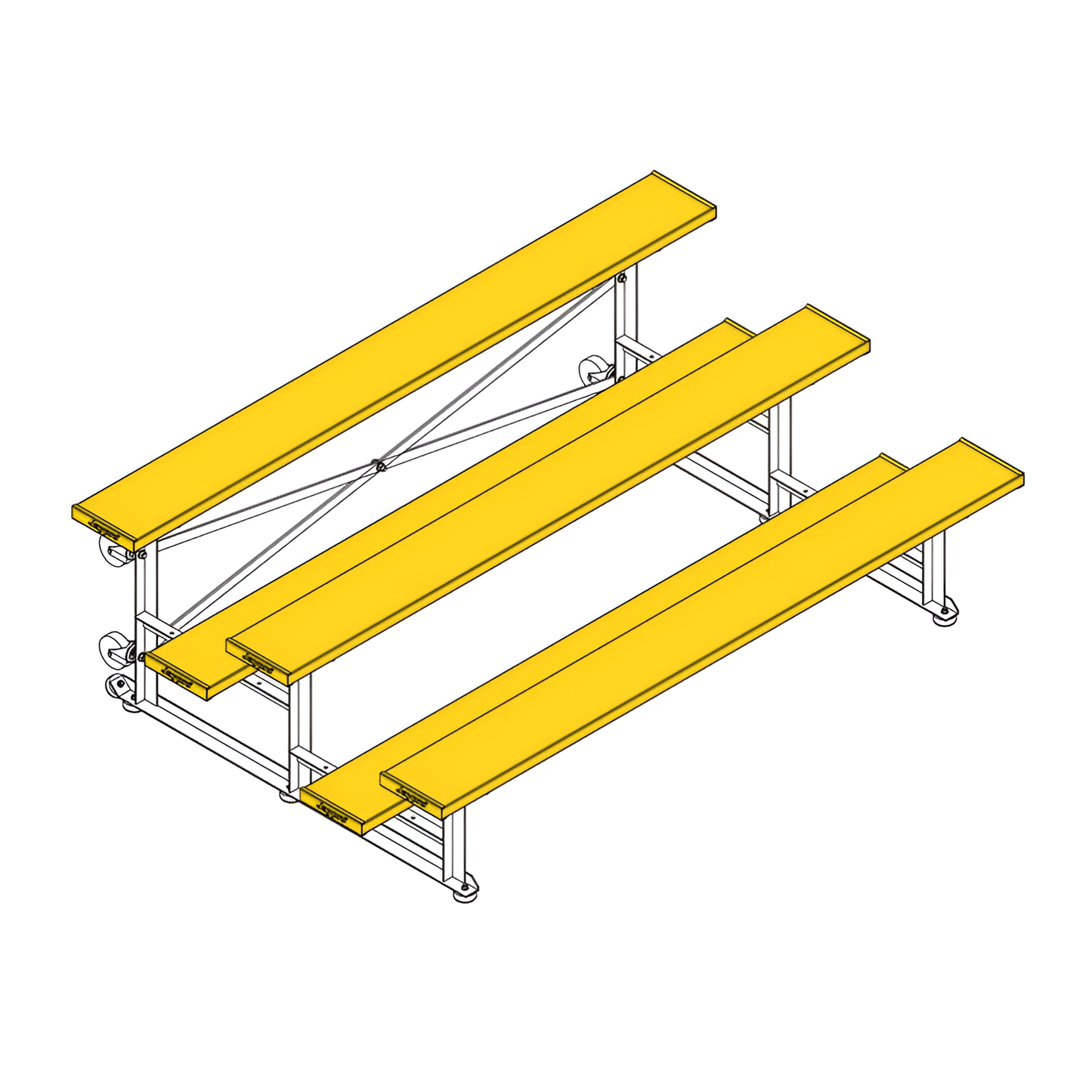 Jaypro Sports Bleacher - 3 Row - Tip & Roll, Single Foot Plank, Powder Coated - 7.5' L (BLCH-375TRGPC)
