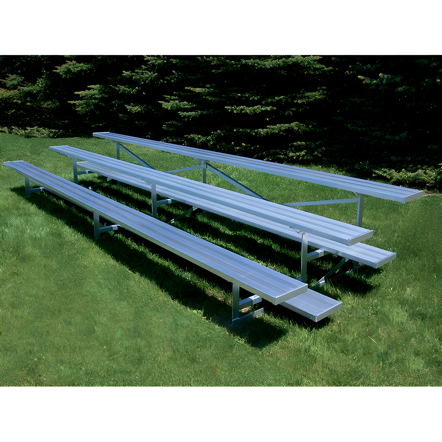 Jaypro Bleacher – 15' (3 Row, Single Foot Plank) | All-Aluminum Bleacher for Outdoor Sports Fields and Schools – BLCH-3AL