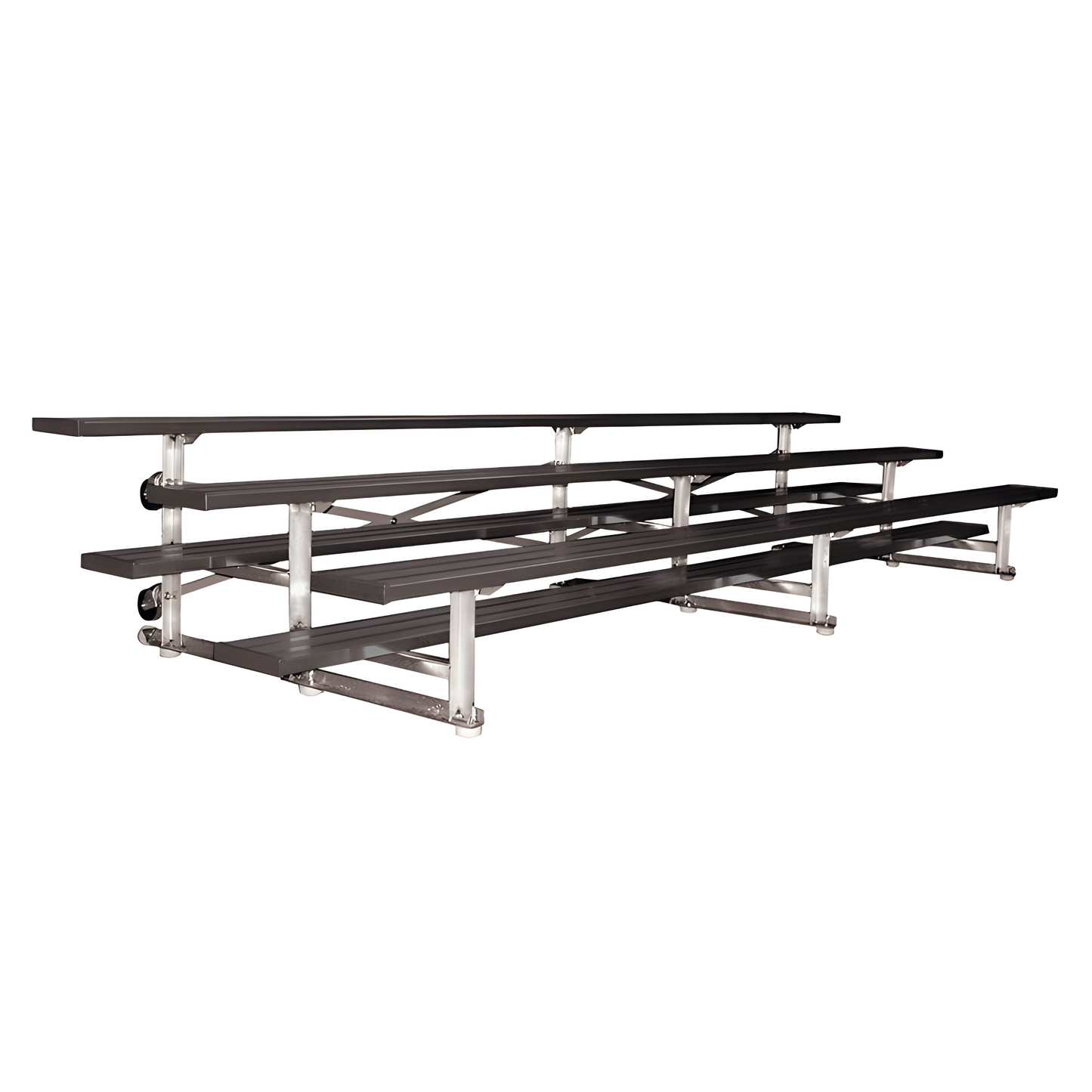 Jaypro Indoor Bleacher - 15 ft. (3 Row - Single Foot Plank) - Tip Roll (Powder Coated) BLCH-3TRGPC