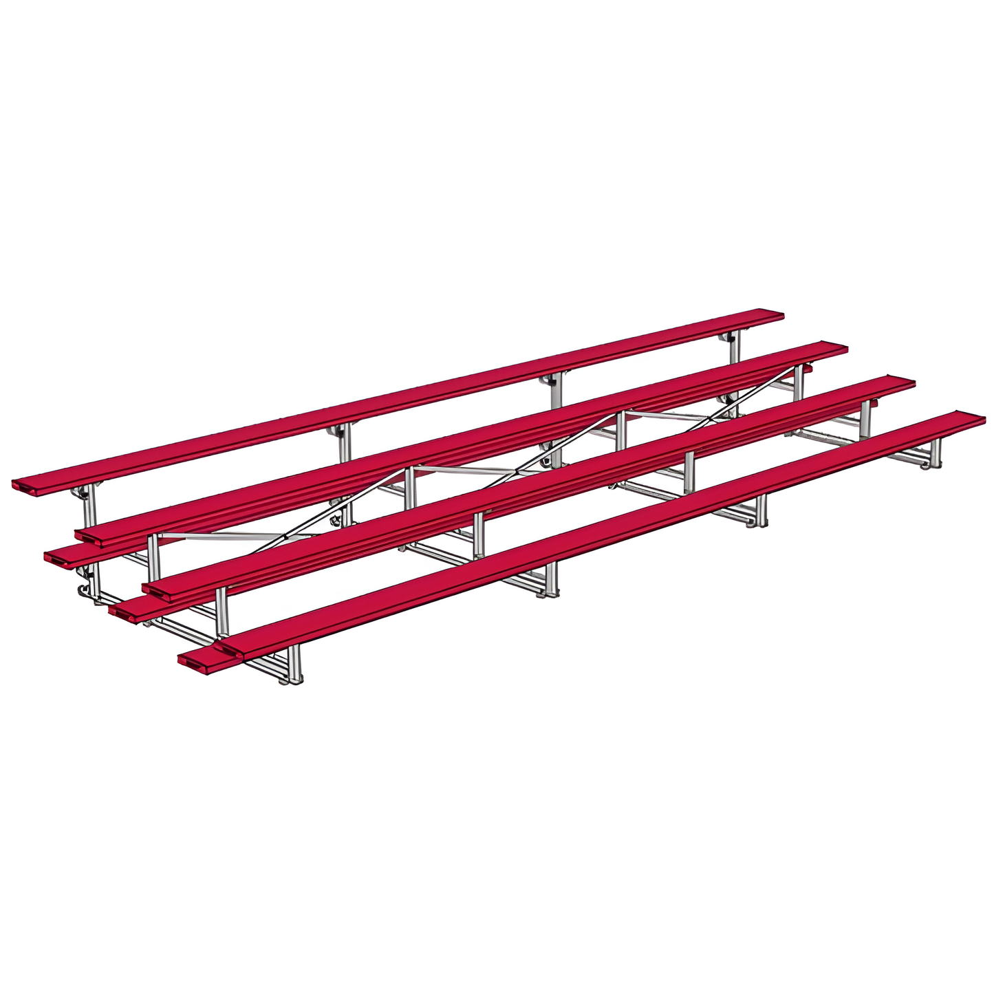 Jaypro Indoor Bleacher – 21' | 4 Row Tip & Roll Bleacher with Powder-Coated Frame – Single Foot Plank (BLCH-421TRGPC)