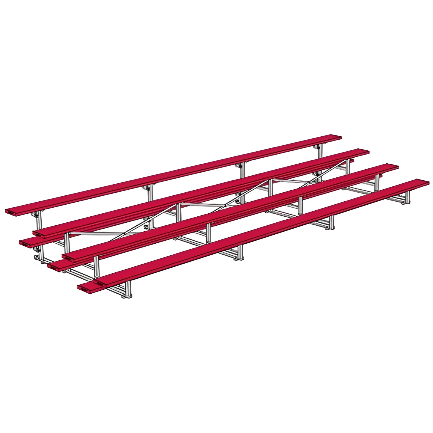 Jaypro Indoor Bleacher – 21' | 4 Row Tip & Roll Bleacher with Powder-Coated Frame – Single Foot Plank (BLCH-421TRGPC) - JoySportStore