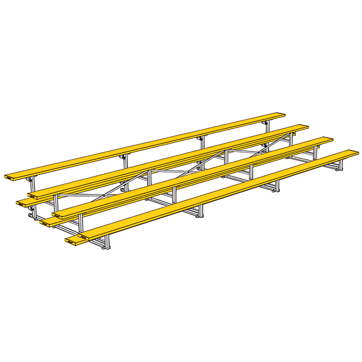 Jaypro Indoor Bleacher – 21' | 4 Row Tip & Roll Bleacher with Powder-Coated Frame – Single Foot Plank (BLCH-421TRGPC)