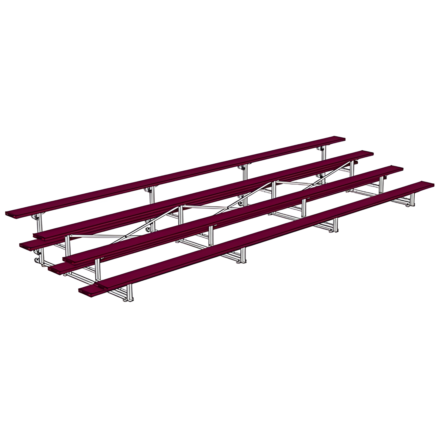 Jaypro Indoor Bleacher – 21' | 4 Row Tip & Roll Bleacher with Powder-Coated Frame – Single Foot Plank (BLCH-421TRGPC)