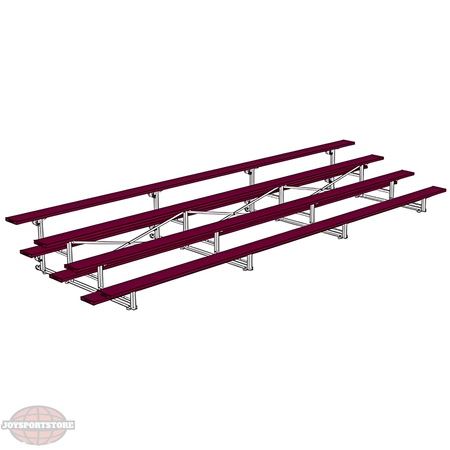 Jaypro Indoor Bleacher – 21' | 4 Row Tip & Roll Bleacher with Powder-Coated Frame – Single Foot Plank (BLCH-421TRGPC) - JoySportStore