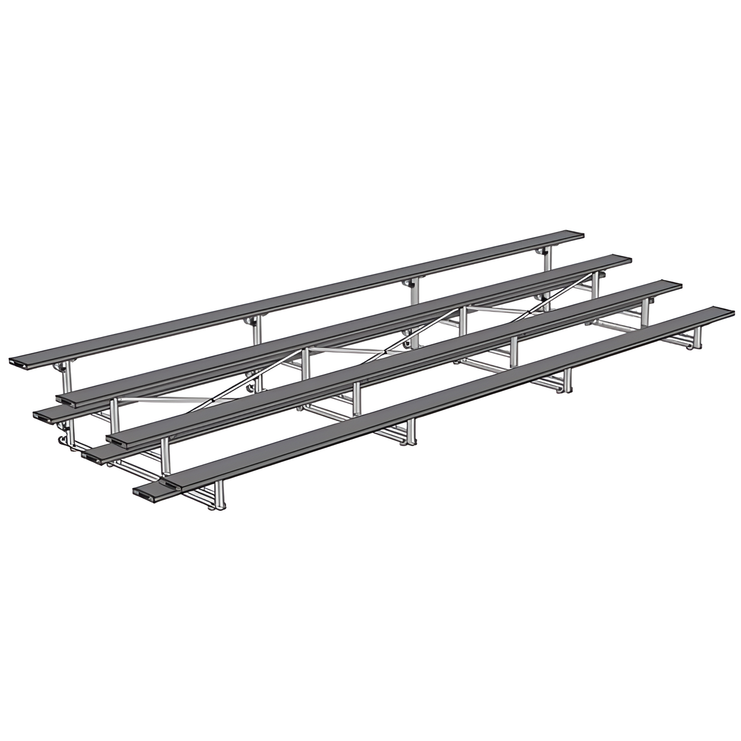Jaypro Indoor Bleacher – 21' | 4 Row Tip & Roll Bleacher with Powder-Coated Frame – Single Foot Plank (BLCH-421TRGPC)