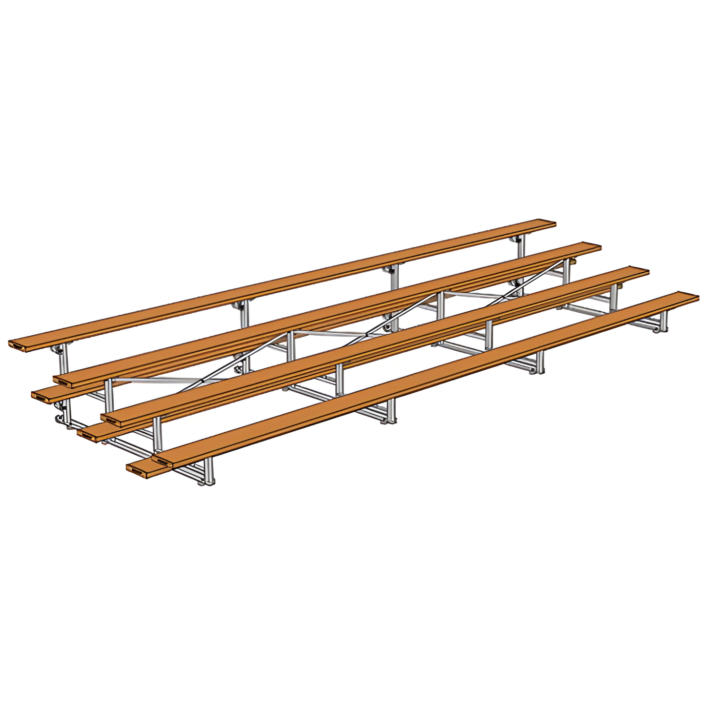 Jaypro Indoor Bleacher – 21' | 4 Row Tip & Roll Bleacher with Powder-Coated Frame – Single Foot Plank (BLCH-421TRGPC)