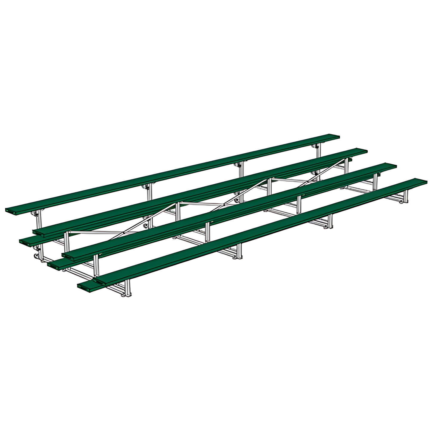 Jaypro Indoor Bleacher – 21' | 4 Row Tip & Roll Bleacher with Powder-Coated Frame – Single Foot Plank (BLCH-421TRGPC)