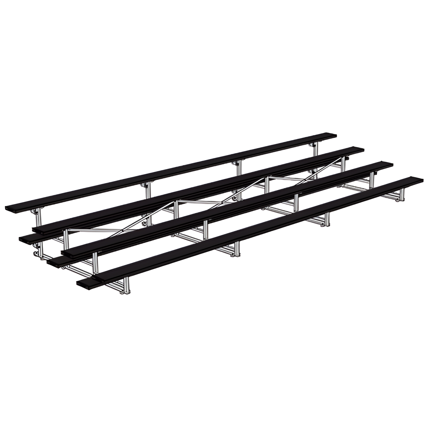 Jaypro Indoor Bleacher – 21' | 4 Row Tip & Roll Bleacher with Powder-Coated Frame – Single Foot Plank (BLCH-421TRGPC)