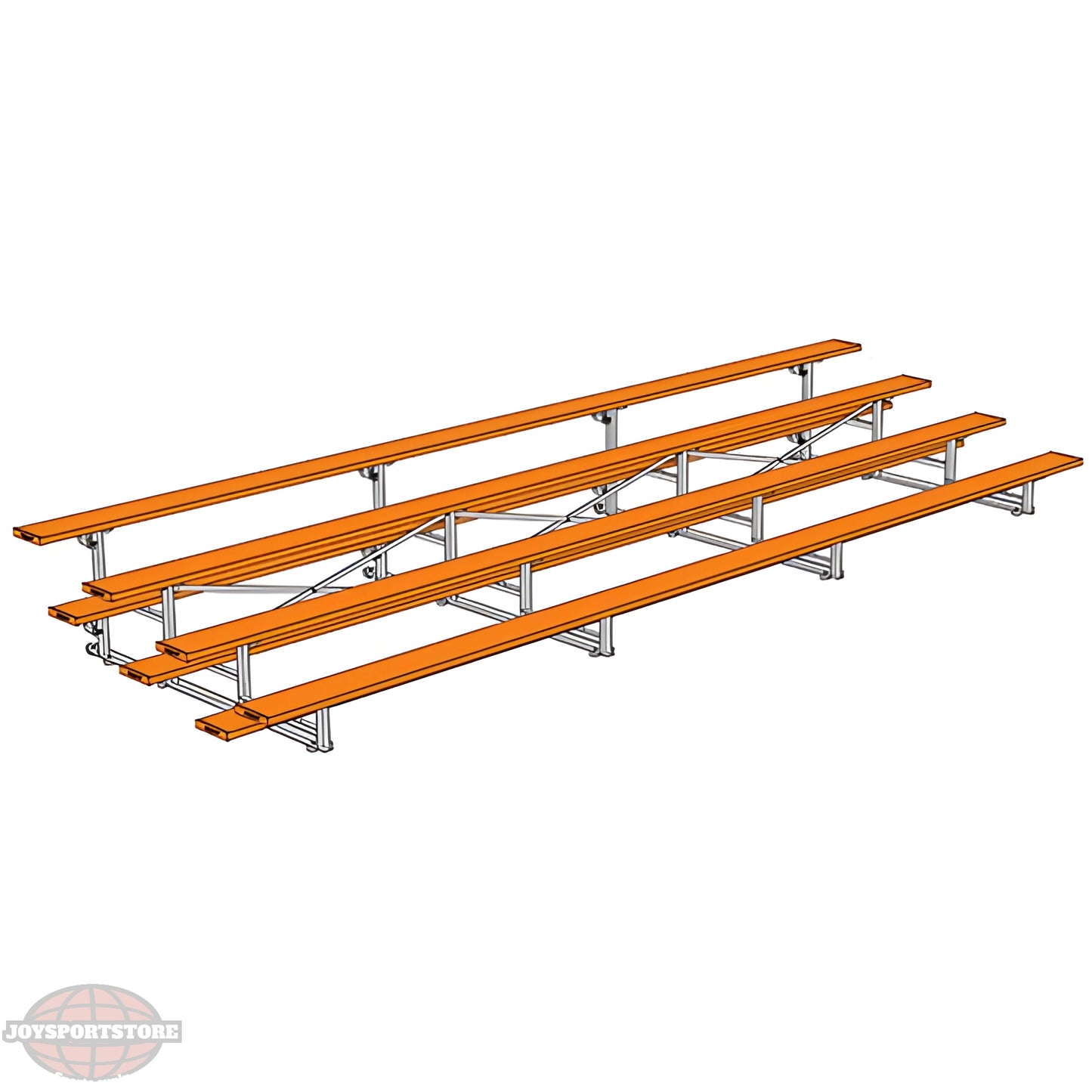 Jaypro Indoor Bleacher – 21' | 4 Row Tip & Roll Bleacher with Powder-Coated Frame – Single Foot Plank (BLCH-421TRGPC) - JoySportStore