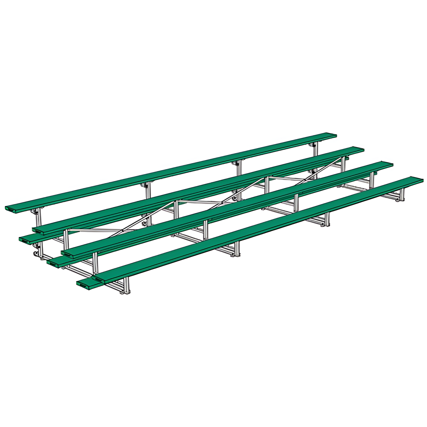 Jaypro Indoor Bleacher – 21' | 4 Row Tip & Roll Bleacher with Powder-Coated Frame – Single Foot Plank (BLCH-421TRGPC)