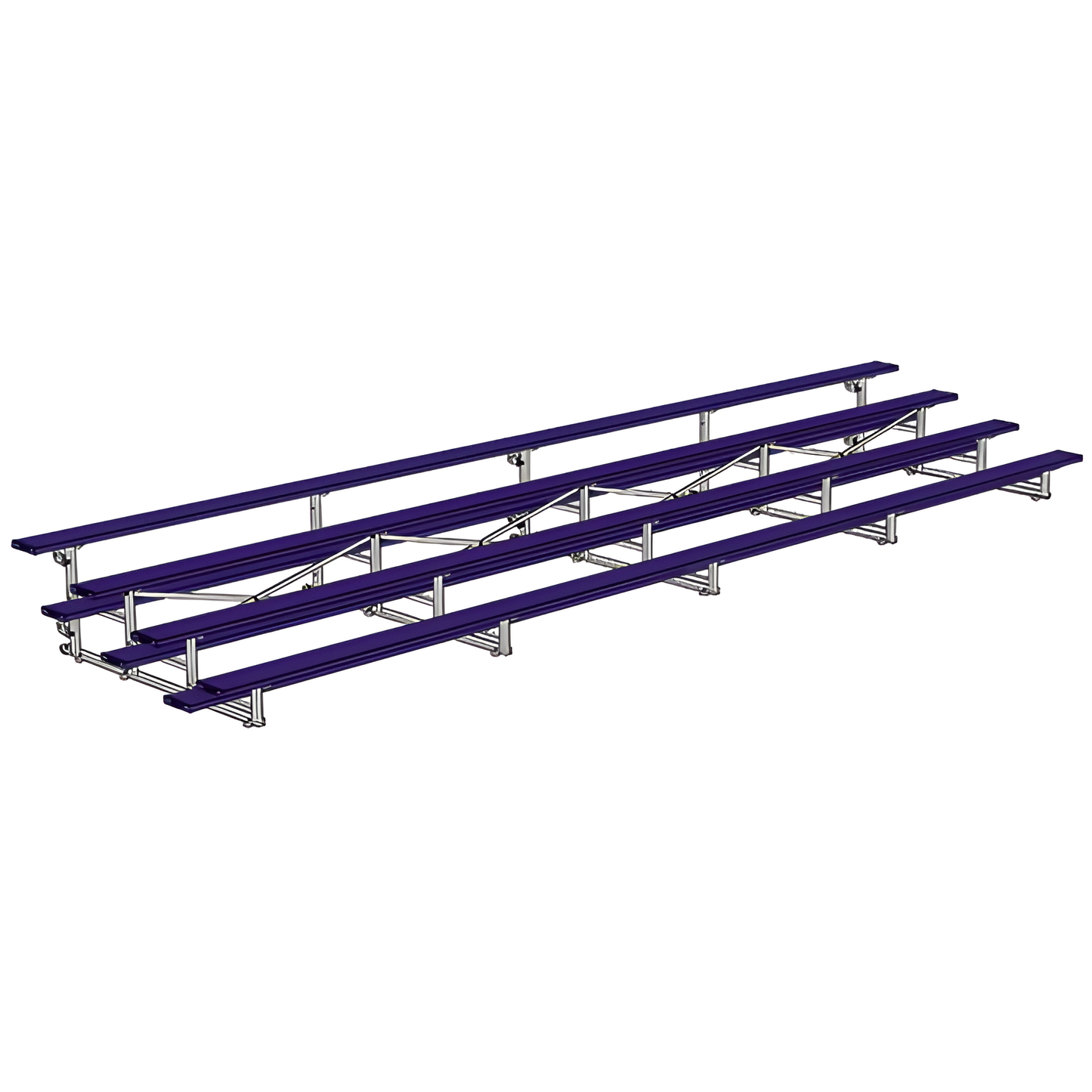 Jaypro Indoor Bleacher – 27' | 4 Row Tip & Roll Bleacher with Powder-Coated Frame – Single Foot Plank (BLCH-427TRGPC)