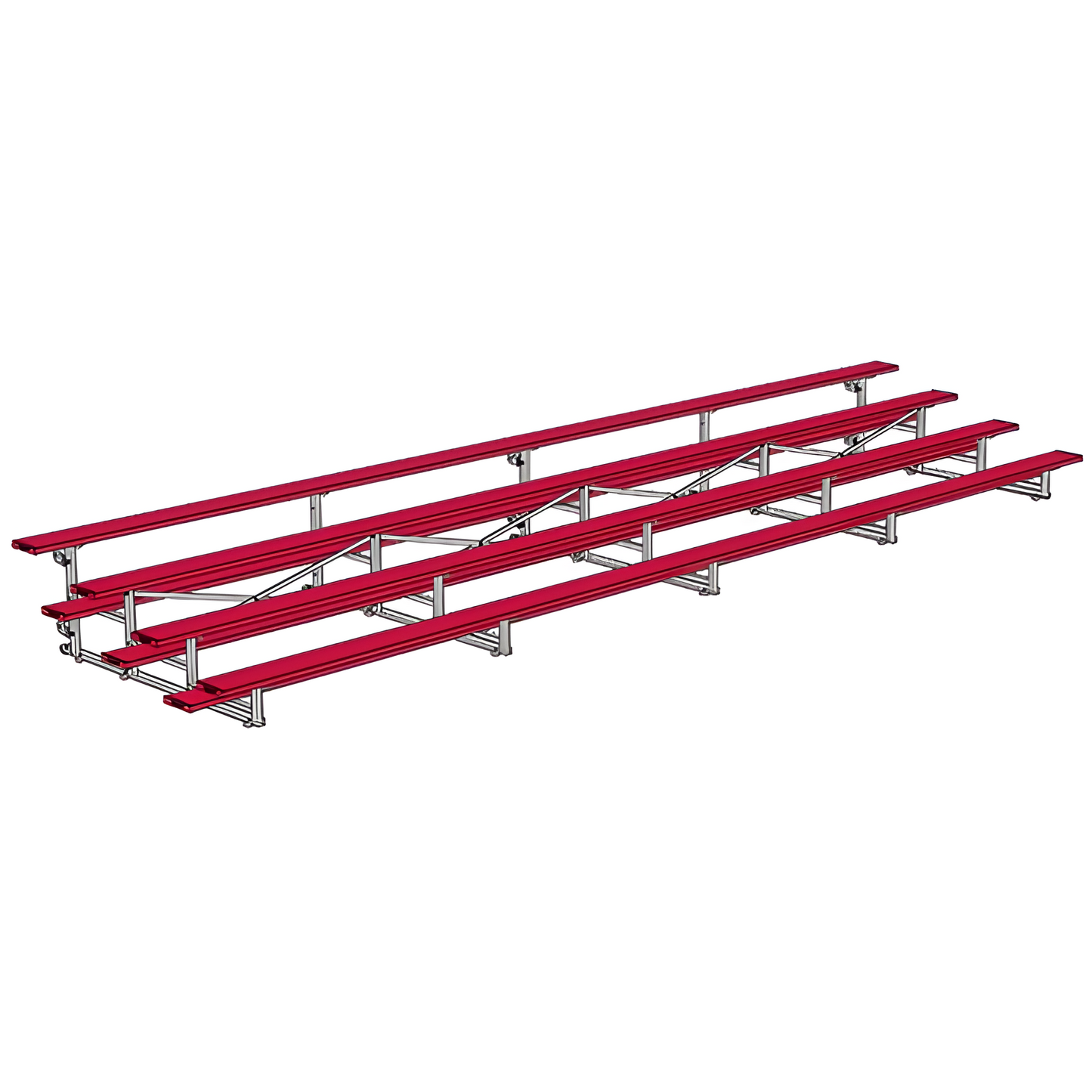 Jaypro Indoor Bleacher – 27' | 4 Row Tip & Roll Bleacher with Powder-Coated Frame – Single Foot Plank (BLCH-427TRGPC)