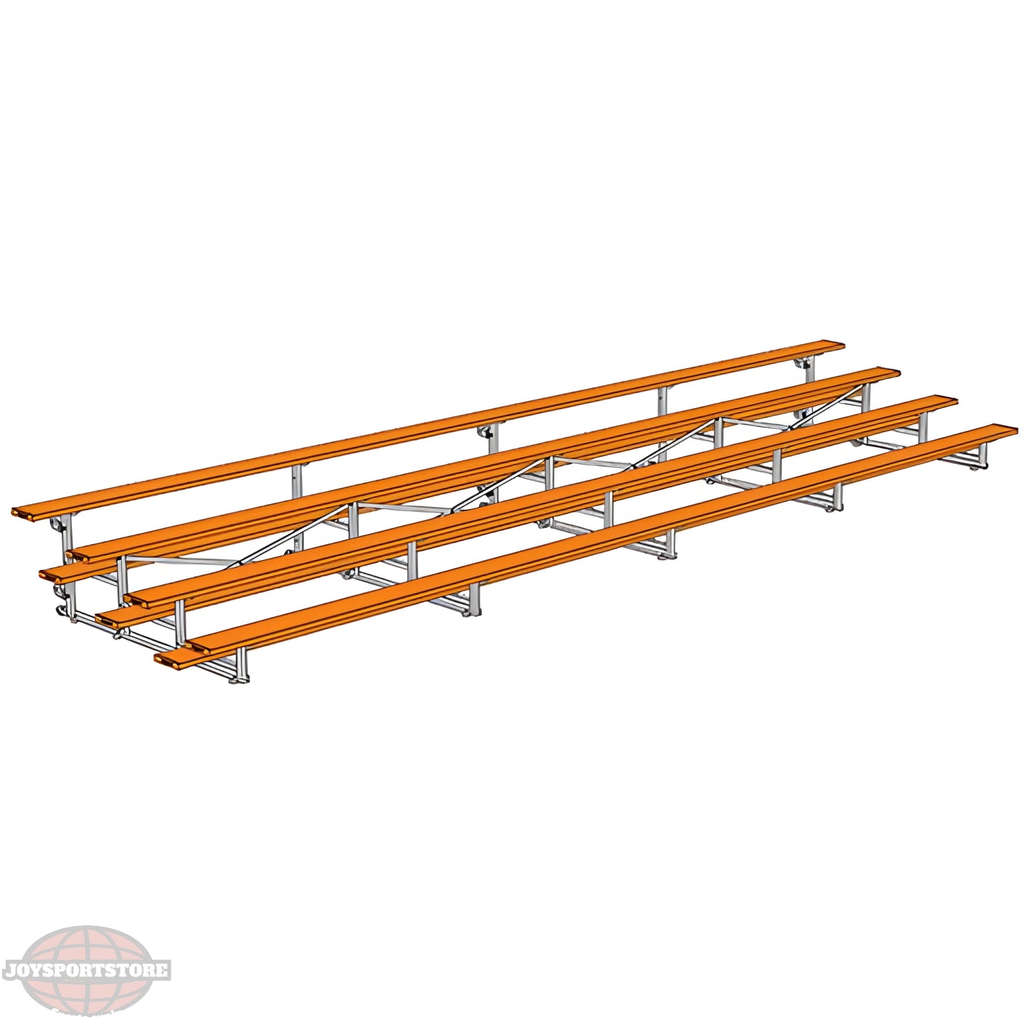 Jaypro Indoor Bleacher – 27' | 4 Row Tip & Roll Bleacher with Powder-Coated Frame – Single Foot Plank (BLCH-427TRGPC) - JoySportStore