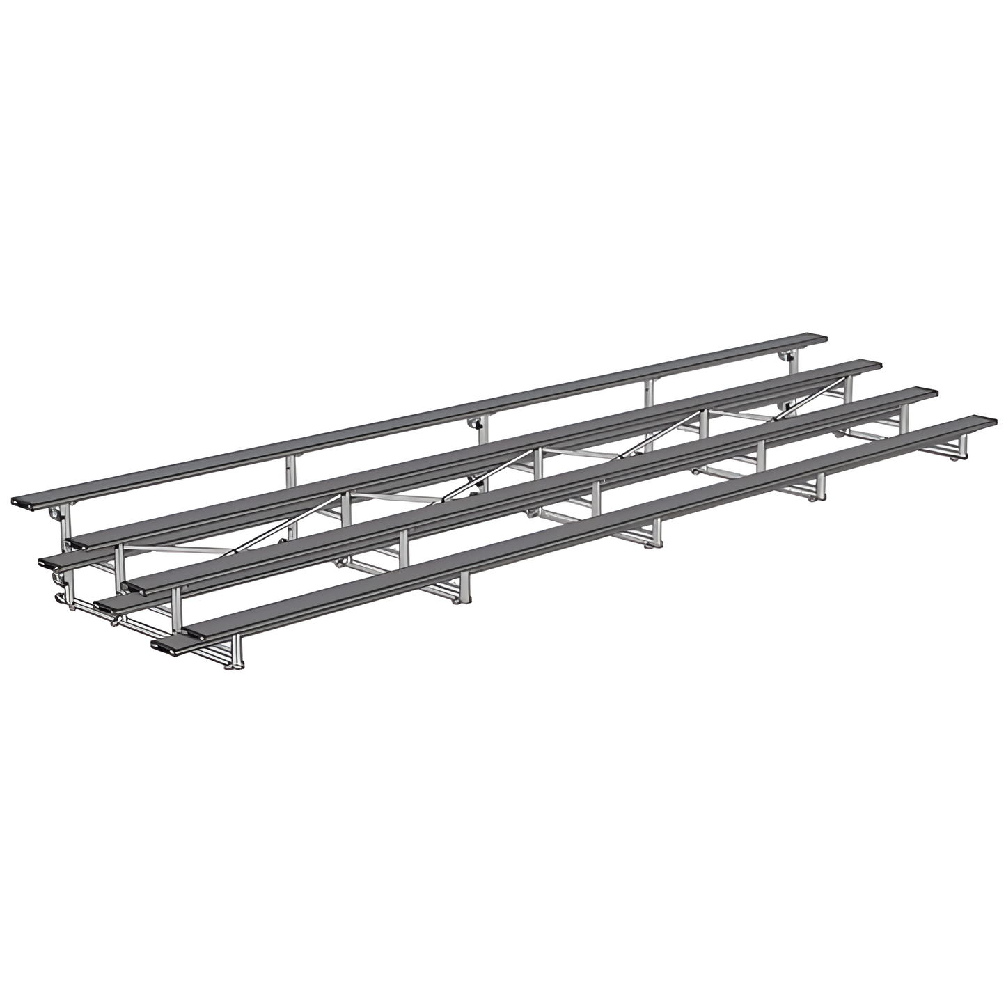 Jaypro Indoor Bleacher – 27' | 4 Row Tip & Roll Bleacher with Powder-Coated Frame – Single Foot Plank (BLCH-427TRGPC)