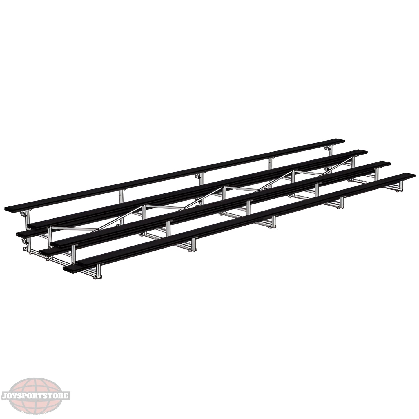 Jaypro Indoor Bleacher – 27' | 4 Row Tip & Roll Bleacher with Powder-Coated Frame – Single Foot Plank (BLCH-427TRGPC) - JoySportStore