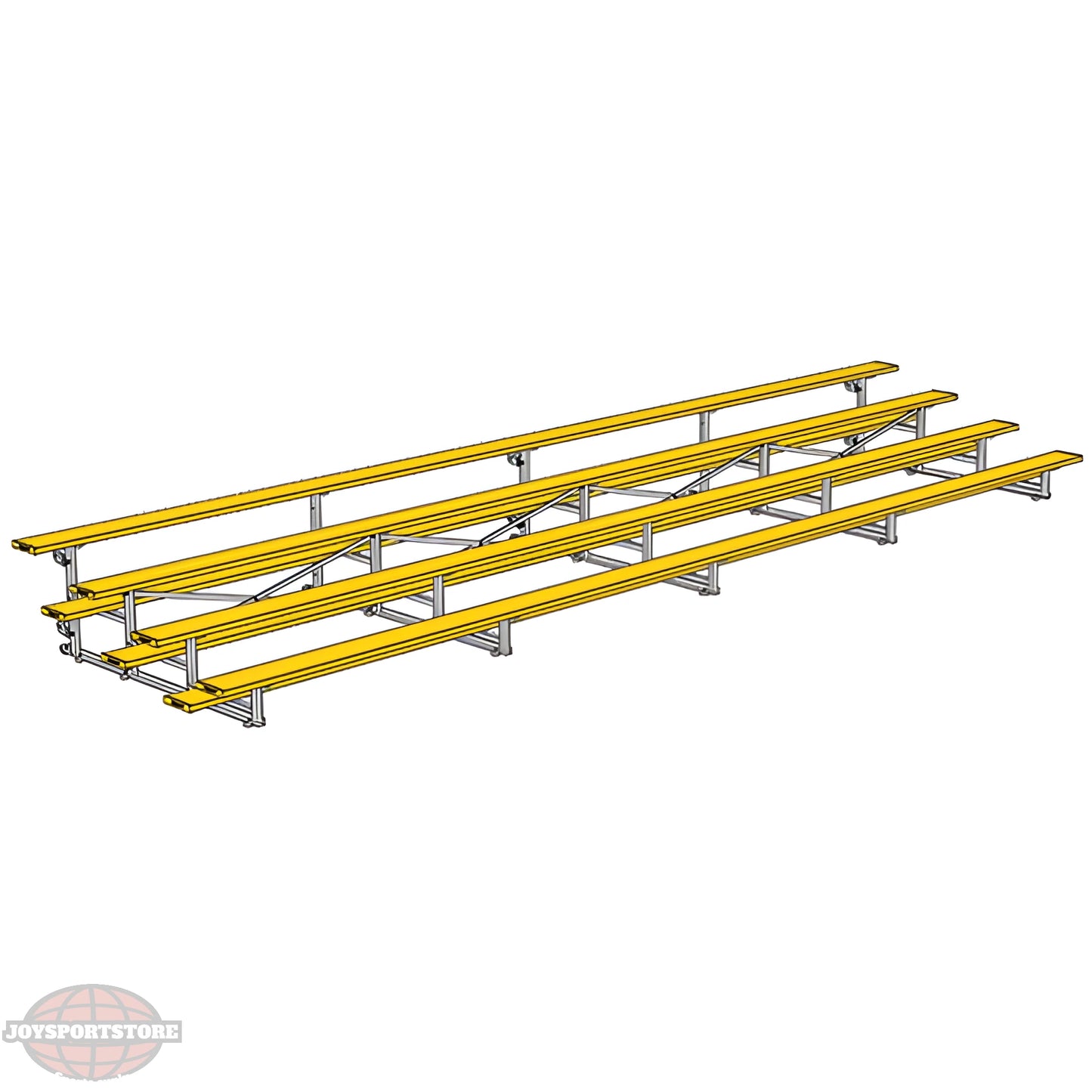 Jaypro Indoor Bleacher – 27' | 4 Row Tip & Roll Bleacher with Powder-Coated Frame – Single Foot Plank (BLCH-427TRGPC) - JoySportStore