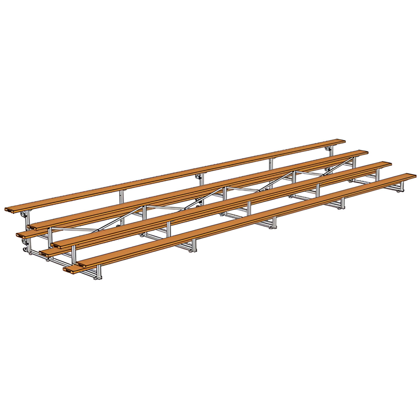 Jaypro Indoor Bleacher – 27' | 4 Row Tip & Roll Bleacher with Powder-Coated Frame – Single Foot Plank (BLCH-427TRGPC)