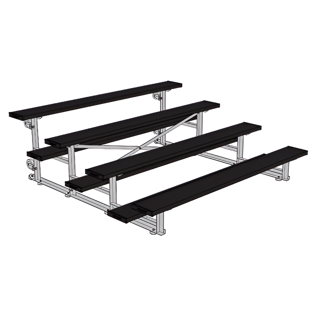 Jaypro Sports Bleacher - 4 Row - Tip & Roll, Single Foot Plank, Powder Coated - 7.5' L (BLCH-475TRGPC)