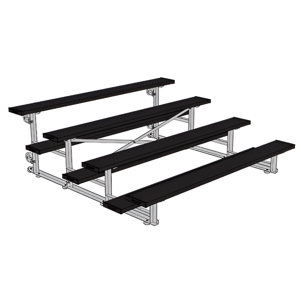 Jaypro Sports Bleacher - 4 Row - Tip & Roll, Single Foot Plank, Powder Coated - 7.5' L (BLCH-475TRGPC) - JoySportStore
