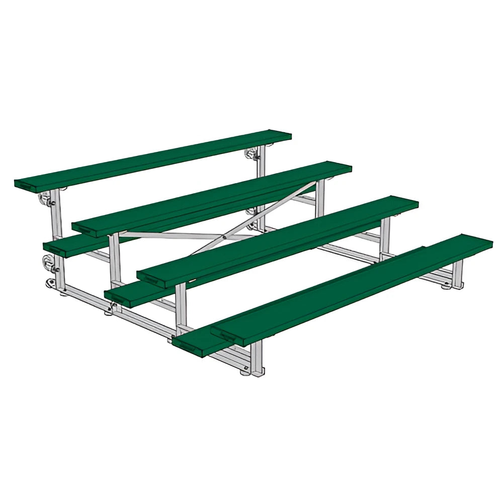 Jaypro Sports Bleacher - 4 Row - Tip & Roll, Single Foot Plank, Powder Coated - 7.5' L (BLCH-475TRGPC) - JoySportStore
