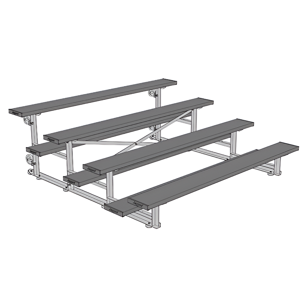 Jaypro Sports Bleacher - 4 Row - Tip & Roll, Single Foot Plank, Powder Coated - 7.5' L (BLCH-475TRGPC)
