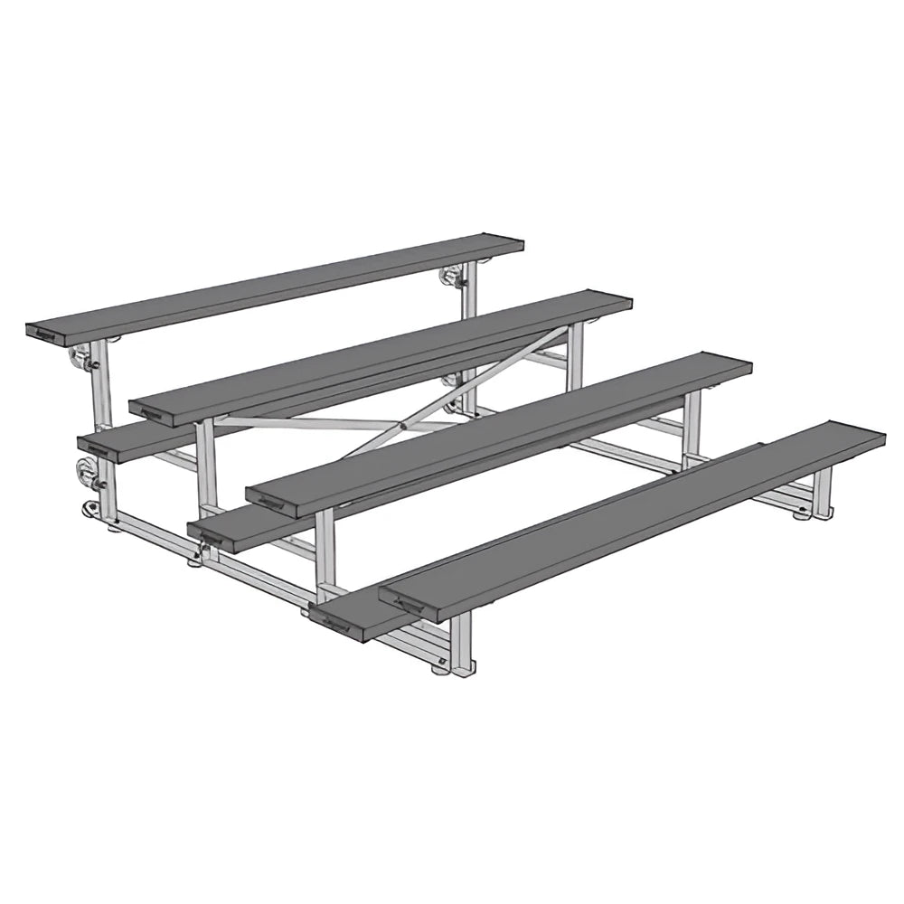 Jaypro Sports Bleacher - 4 Row - Tip & Roll, Single Foot Plank, Powder Coated - 7.5' L (BLCH-475TRGPC) - JoySportStore