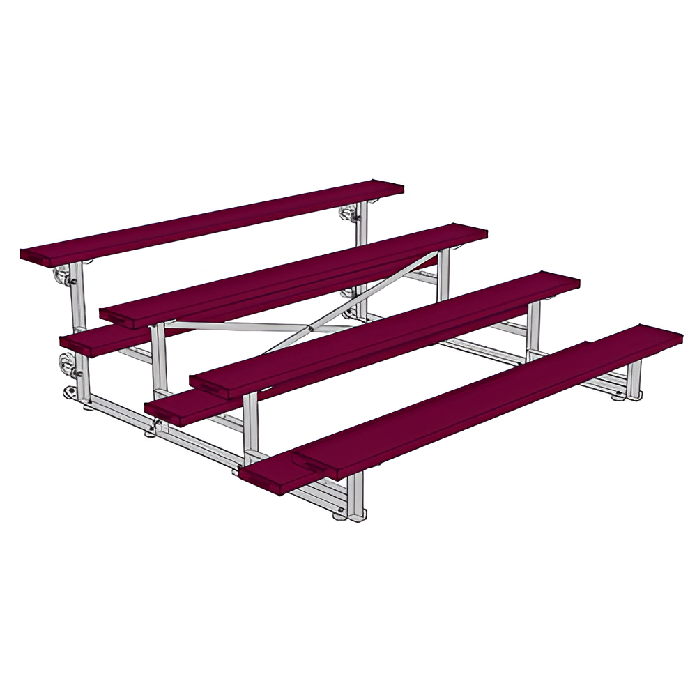 Jaypro Sports Bleacher - 4 Row - Tip & Roll, Single Foot Plank, Powder Coated - 7.5' L (BLCH-475TRGPC)