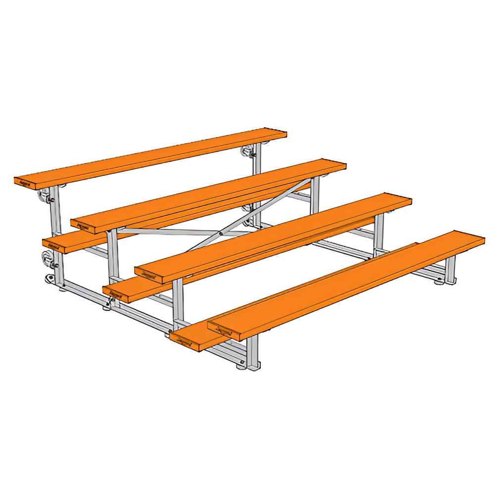 Jaypro Sports Bleacher - 4 Row - Tip & Roll, Single Foot Plank, Powder Coated - 7.5' L (BLCH-475TRGPC)