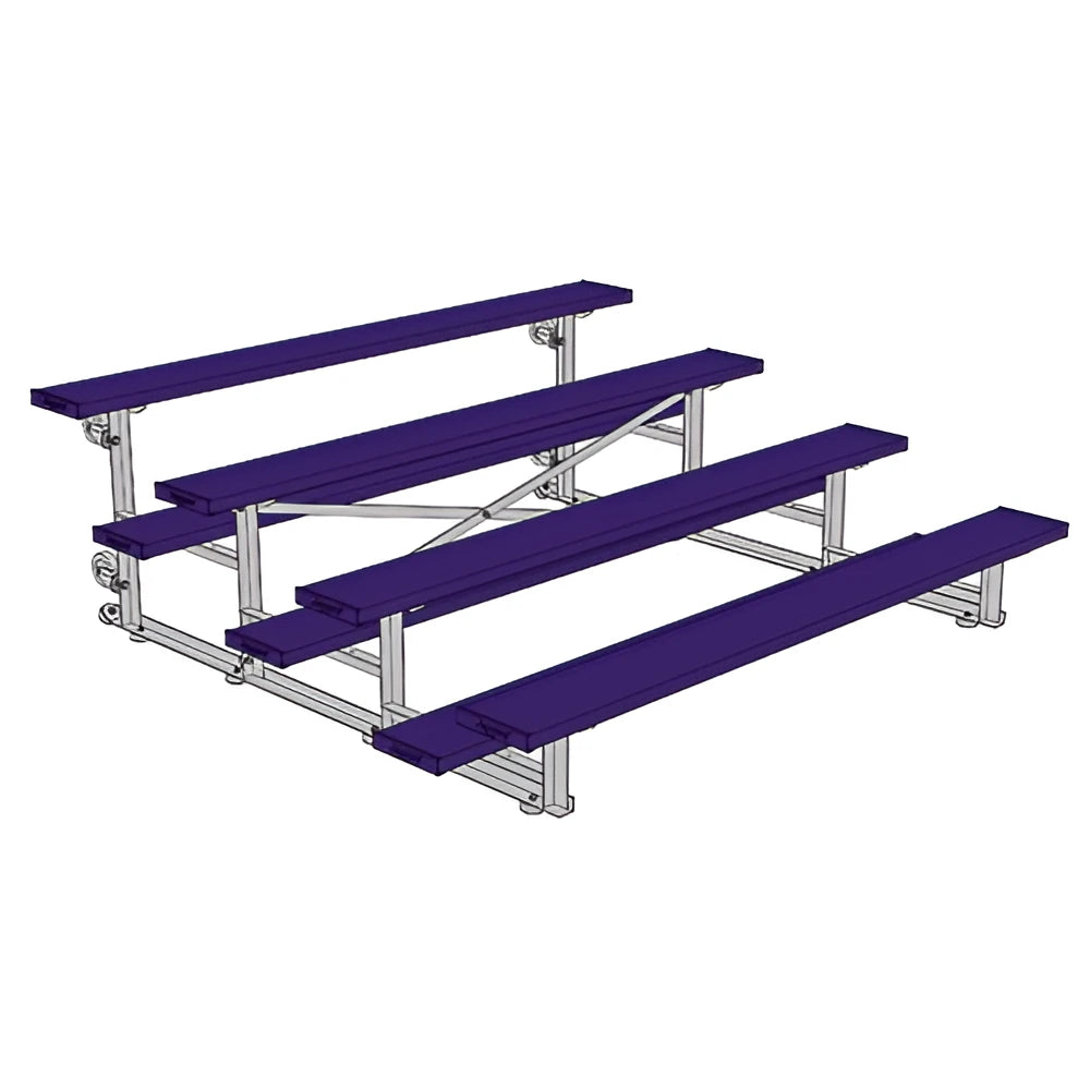 Jaypro Sports Bleacher - 4 Row - Tip & Roll, Single Foot Plank, Powder Coated - 7.5' L (BLCH-475TRGPC) - JoySportStore