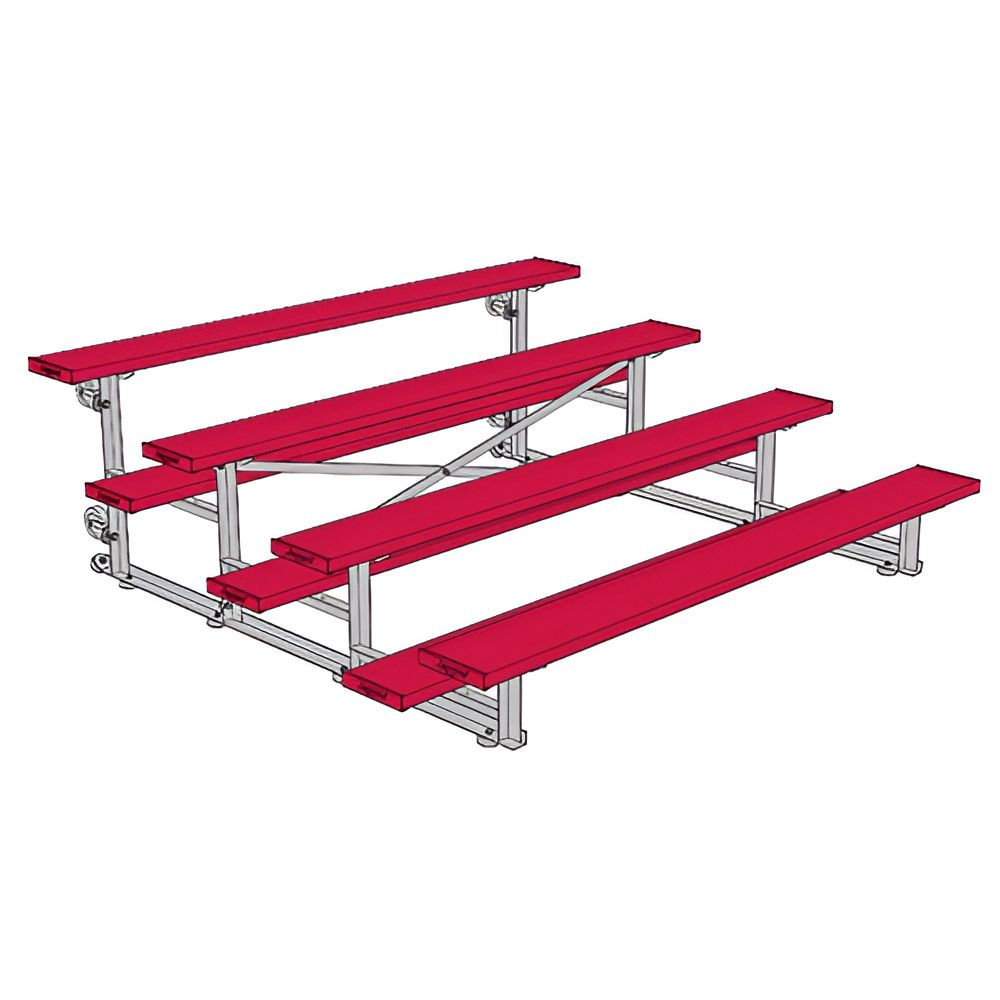 Jaypro Sports Bleacher - 4 Row - Tip & Roll, Single Foot Plank, Powder Coated - 7.5' L (BLCH-475TRGPC)
