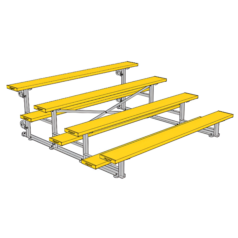 Jaypro Sports Bleacher - 4 Row - Tip & Roll, Single Foot Plank, Powder Coated - 7.5' L (BLCH-475TRGPC)