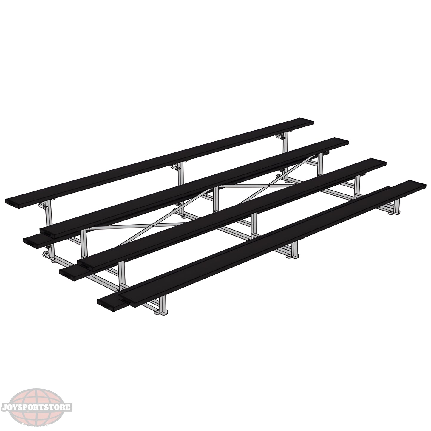 Jaypro Indoor Bleacher – 15' | 4 Row Tip & Roll Bleacher with Powder-Coated Frame – Single Foot Plank (BLCH-4TRGPC) - JoySportStore
