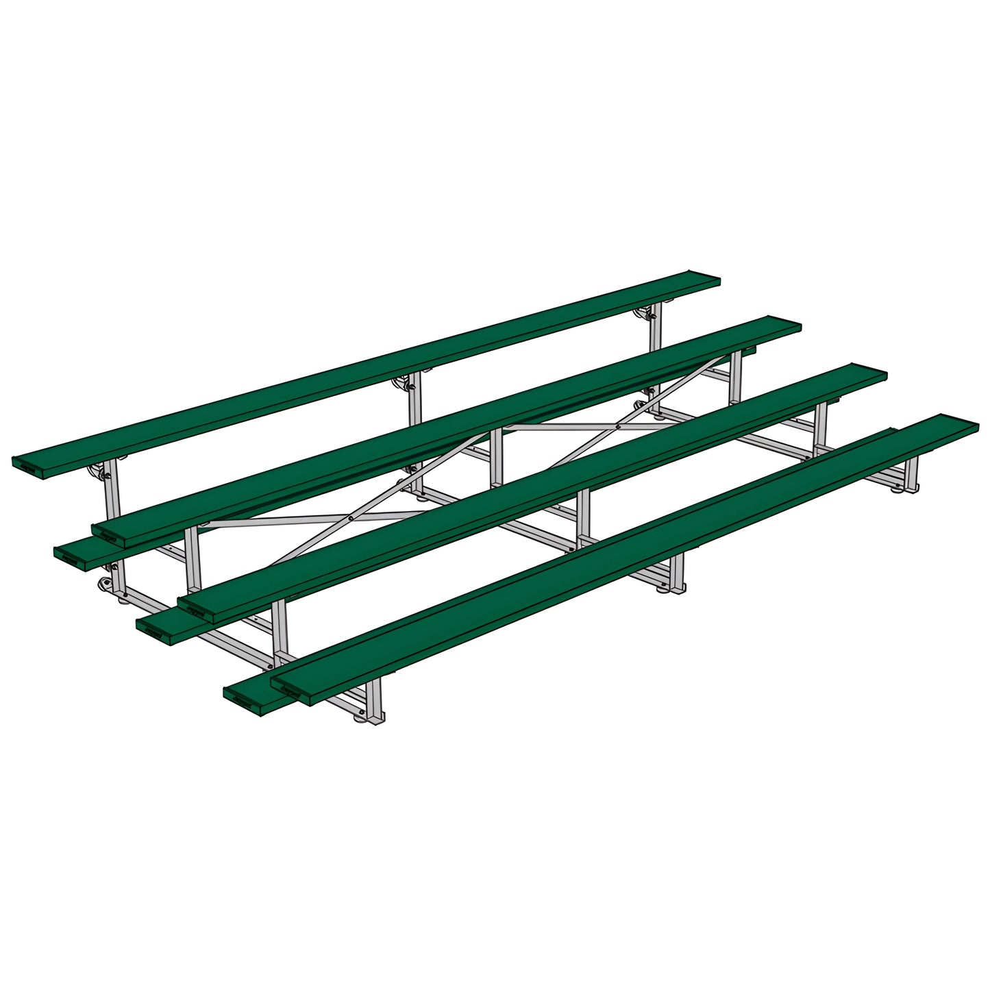 Jaypro Indoor Bleacher – 15' | 4 Row Tip & Roll Bleacher with Powder-Coated Frame – Single Foot Plank (BLCH-4TRGPC) - JoySportStore