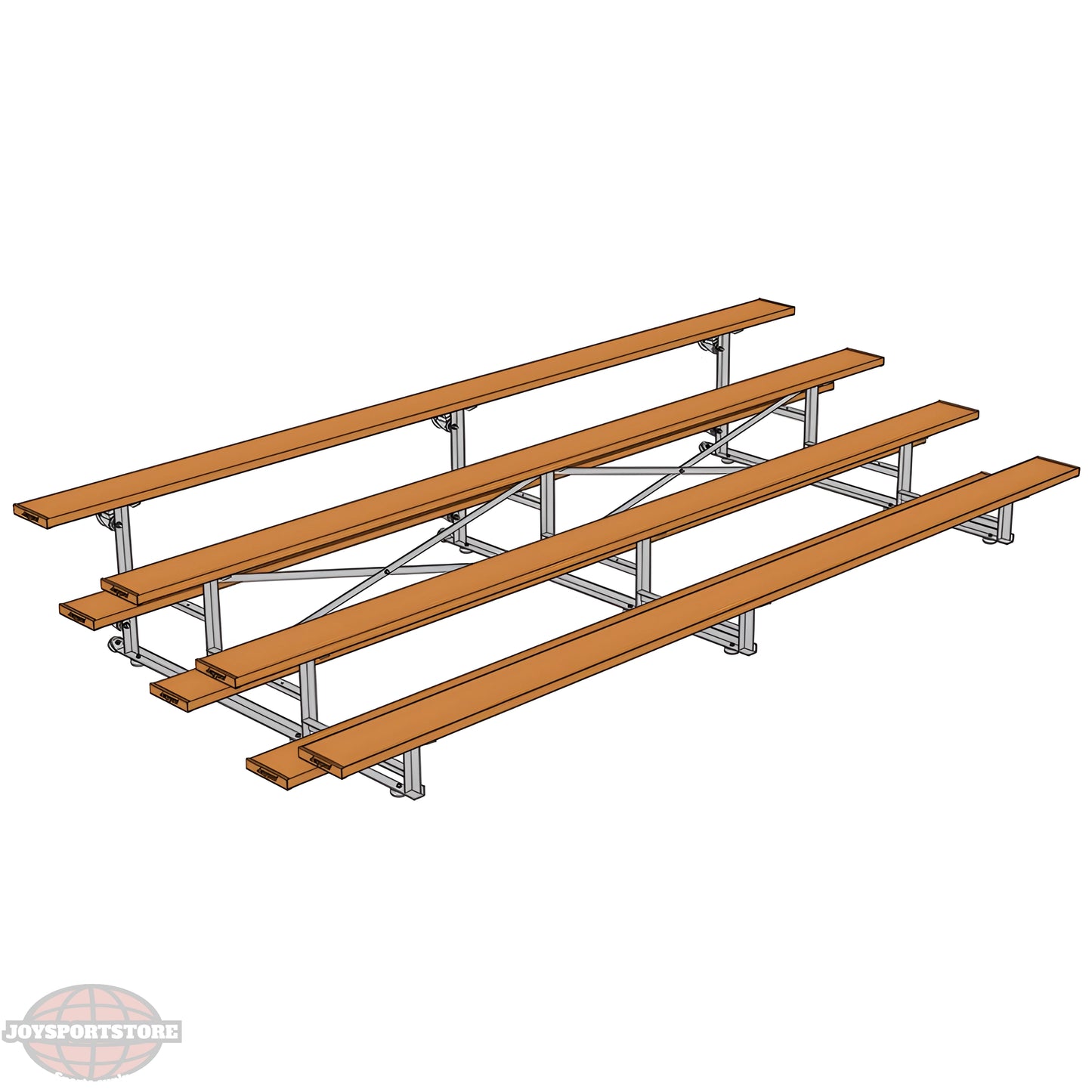 Jaypro Indoor Bleacher – 15' | 4 Row Tip & Roll Bleacher with Powder-Coated Frame – Single Foot Plank (BLCH-4TRGPC) - JoySportStore