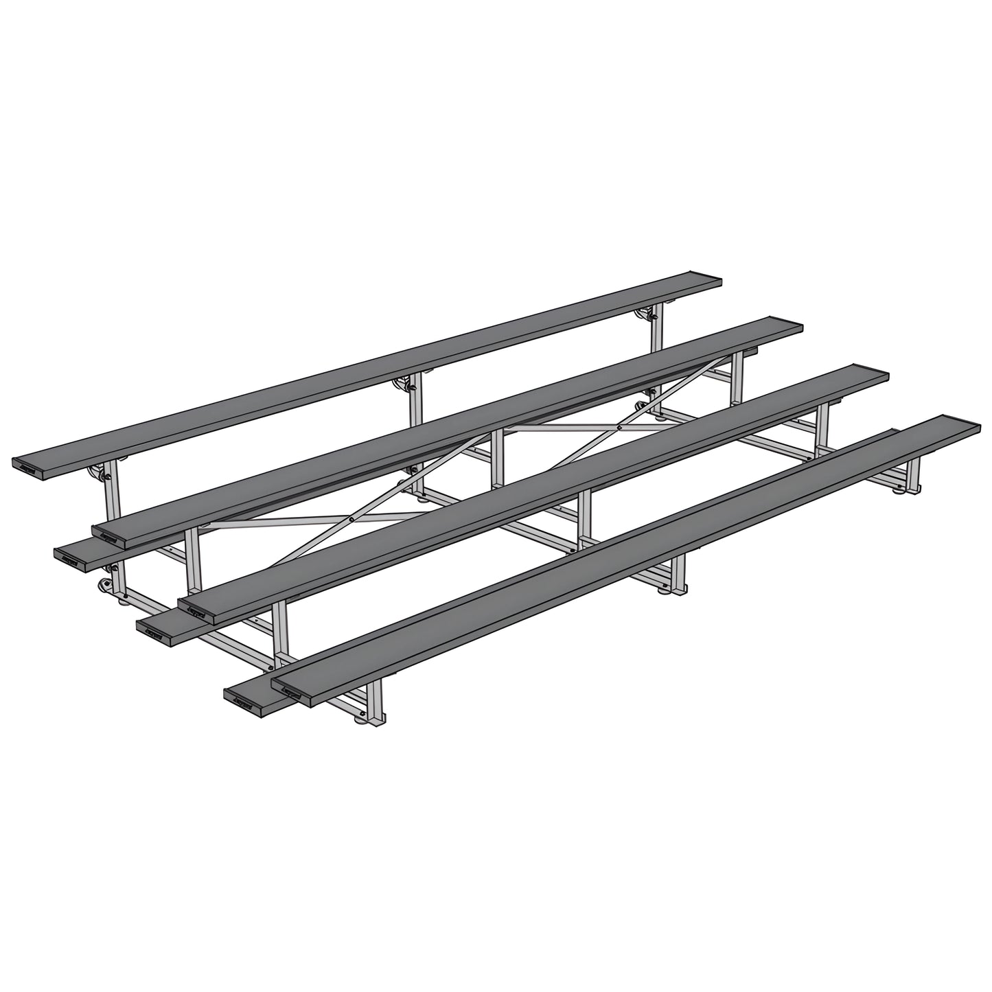 Jaypro Indoor Bleacher – 15' | 4 Row Tip & Roll Bleacher with Powder-Coated Frame – Single Foot Plank (BLCH-4TRGPC) - JoySportStore