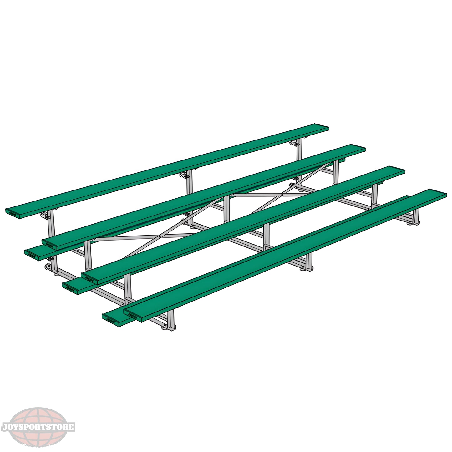 Jaypro Indoor Bleacher – 15' | 4 Row Tip & Roll Bleacher with Powder-Coated Frame – Single Foot Plank (BLCH-4TRGPC) - JoySportStore