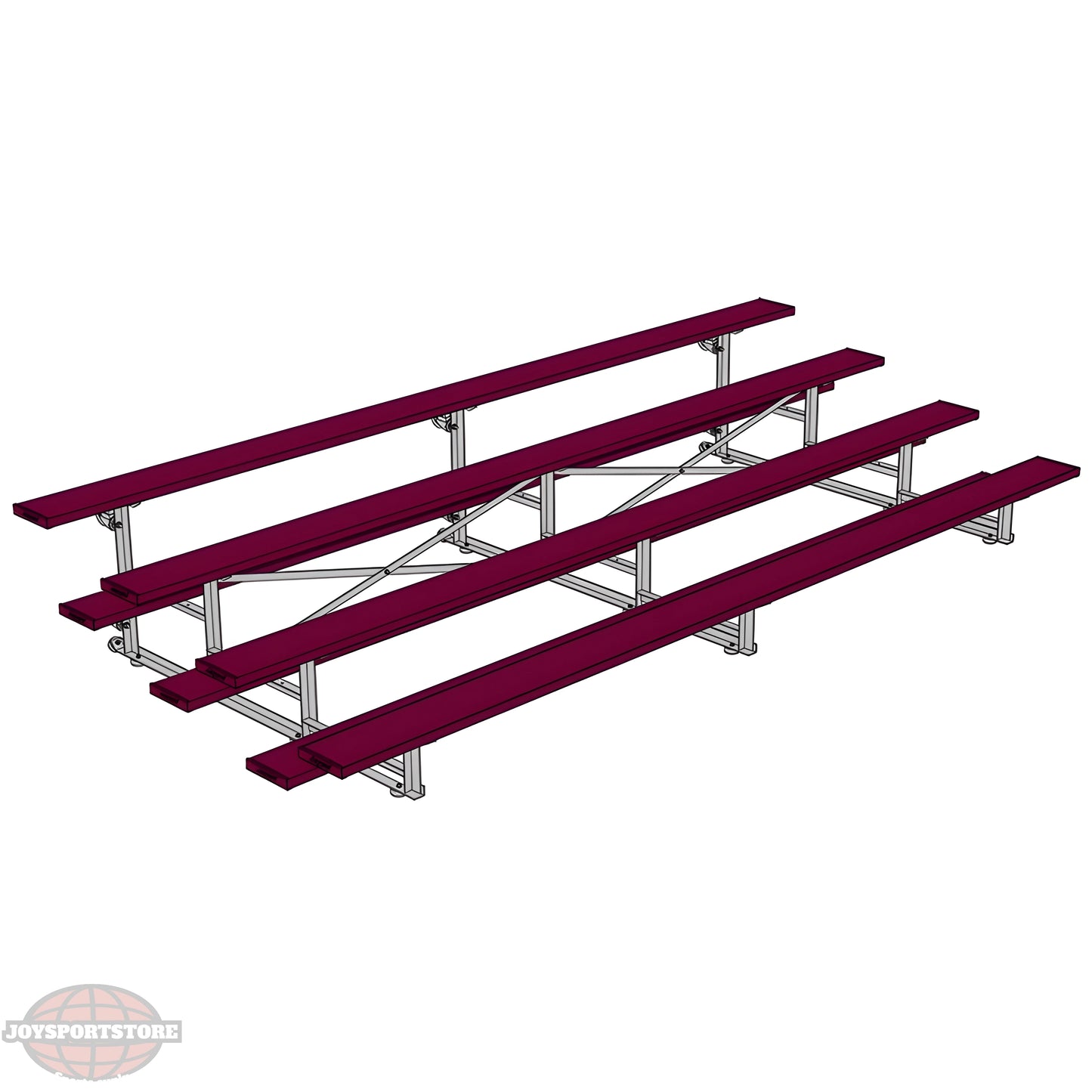 Jaypro Indoor Bleacher – 15' | 4 Row Tip & Roll Bleacher with Powder-Coated Frame – Single Foot Plank (BLCH-4TRGPC) - JoySportStore