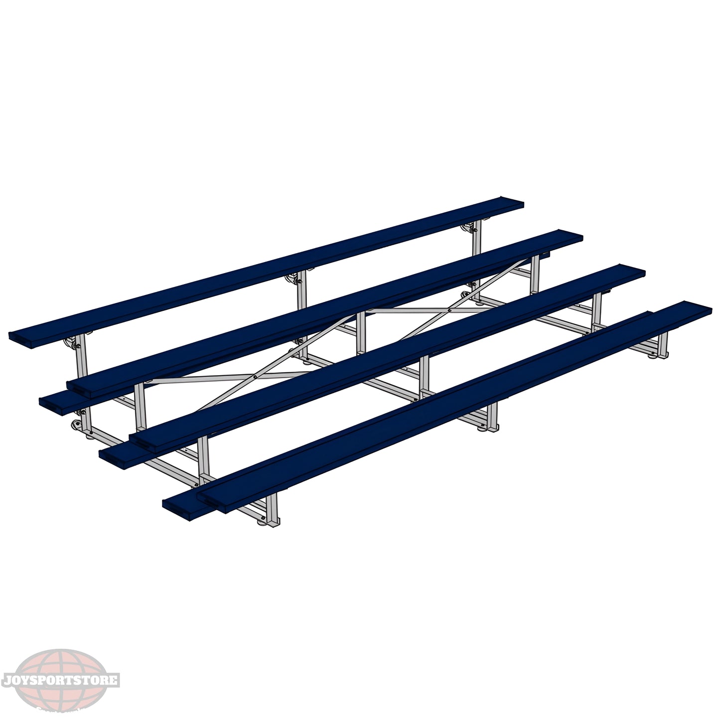 Jaypro Indoor Bleacher – 15' | 4 Row Tip & Roll Bleacher with Powder-Coated Frame – Single Foot Plank (BLCH-4TRGPC) - JoySportStore